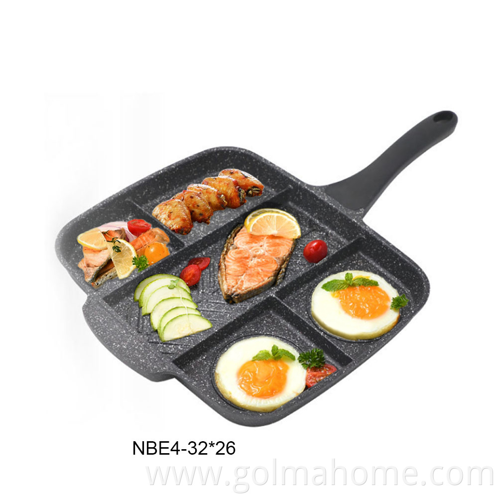 5 Section Breakfast Pan Non Stick Coating Fry Pan 5 In 1 Frying Pan